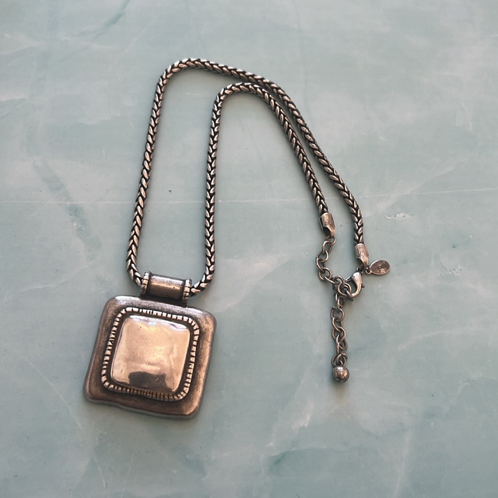 Chico's Silver Pendant Necklace with Layered Design - Picture 3 of 3
